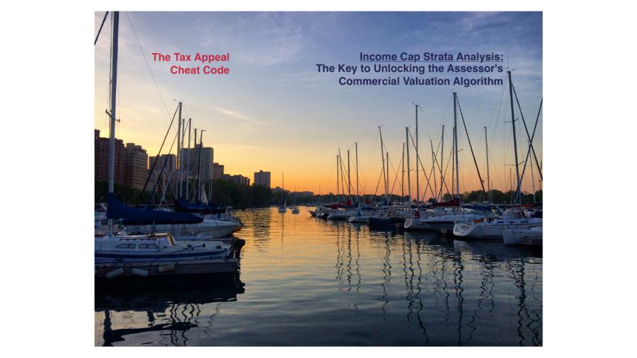 Income Cap Strata Analysis article thumbnail with Chicago harbor background