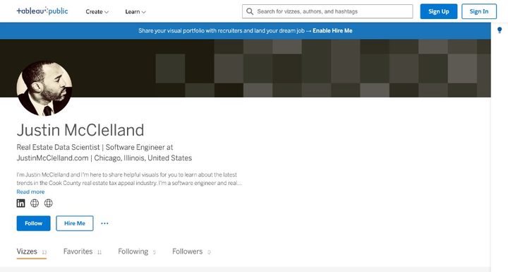 Justin McClelland Tableau Public profile thumbnail